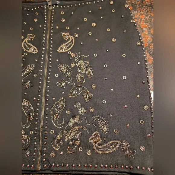 Allsaints Cassidy Zip Up Embellished Mini Skirt - Black studded - Picture 7 of 13